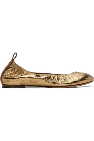 Lanvin Gold Leather Ballerina Flats