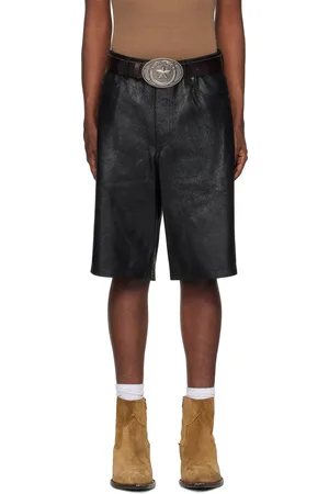 Guess Black Crackle Leather Shorts
