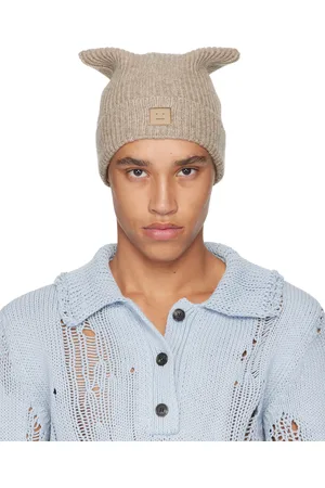 Acne Studios Beige Face Logo Square Beanie