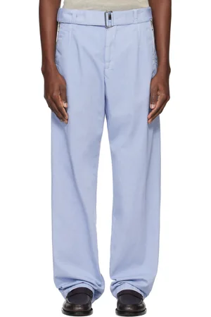 DRIES VAN NOTEN Blue Straight Belted Trousers