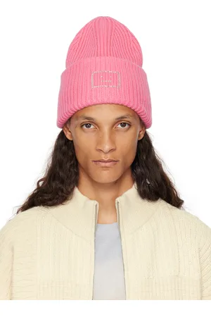 Acne Studios Pink Embellished Face Logo Beanie
