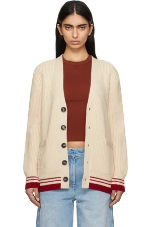 Ami Beige Wool Ribbed Cardigan