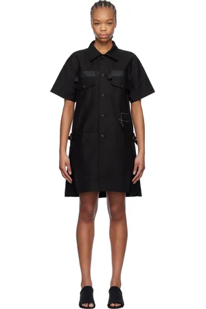 SACAI Black WTAPS Edition Cotton Back Satin Minidress