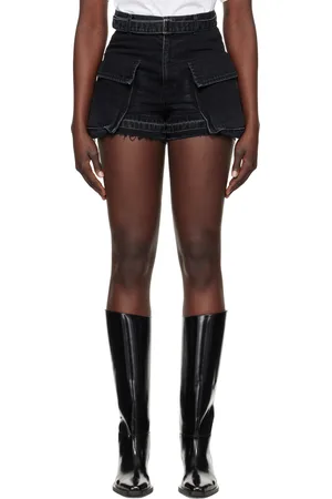 SACAI Black Belted Denim Shorts