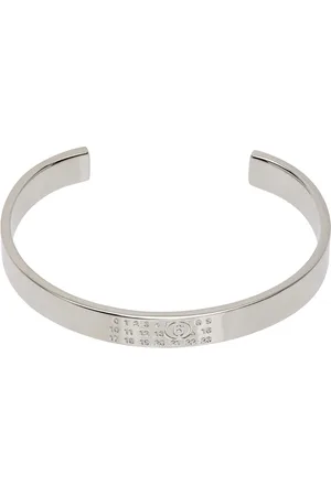 Maison Margiela Silver Brass Minimal Logo Cuff Bracelet