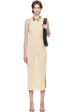 ECKHAUS LATTA Beige Spiral Midi Dress