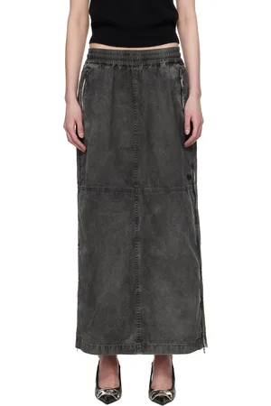 Diesel Gray O-HAZEL-Q2 Denim Maxi Skirt