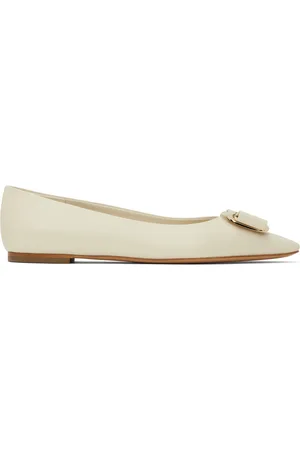 Salvatore Ferragamo Off-White Zea Ballerina Flats