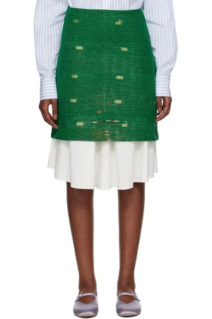 WALES BONNER Green Triumph Midi Skirt