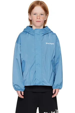Palm Angels Kids Blue Overlogo Windbreaker Jacket