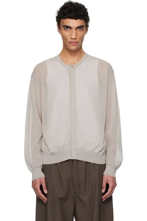 AMOMENTO Gray Sheer Round Cardigan