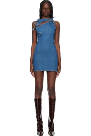 COPERNI Blue Asymmetric Flower Denim Minidress