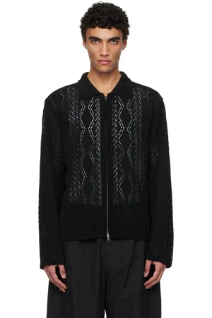 AMOMENTO Crochet Zip-Up Cardigan