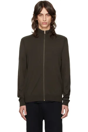 Paul Smith Khaki Zip Through Cardigan