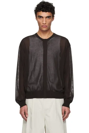 AMOMENTO Brown Sheer Round Cardigan