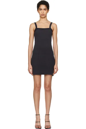 Alexander Wang Black Waffle-Knit Cotton Stretch Minidress