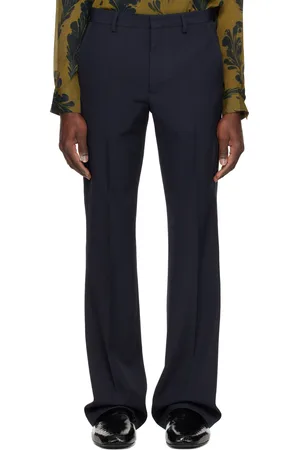DRIES VAN NOTEN Navy Wool Trousers