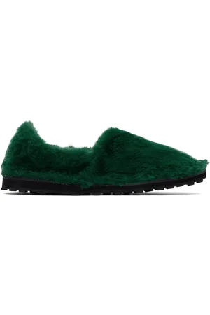Marni Green Faux-Fur Loafers