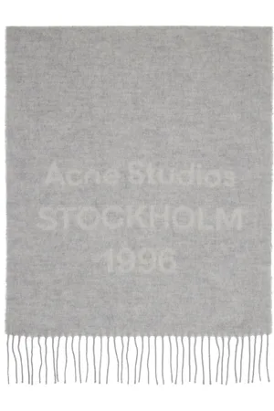 Acne Studios Gray Logo Jacquard Scarf