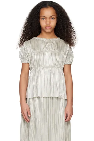 Marni Kids Silver Pleated Top