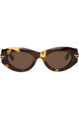 Bottega Veneta Tortoiseshell Mitre Oval Sunglasses