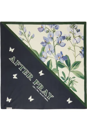 AFTER PRAY & Green Flower Symbol Silk Scarf