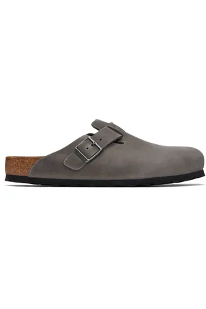 Birkenstock Gray Regular Boston Soft Footbed Slip-on Loafers