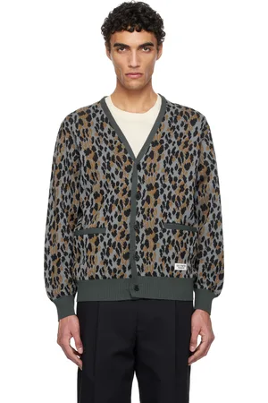 Wacko Maria Leopard Jacquard Knit Cardigan