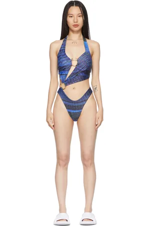 Louisa Ballou SSENSE Exclusive Black & Blue Sex Wax One-Piece Swimsuit