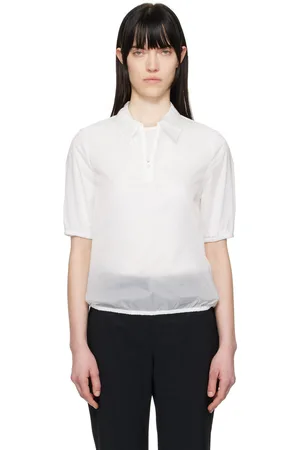 AMOMENTO Sheer Half Zip-Up Polo