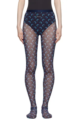 Marine Serre Navy Moon Printed Mesh Tights