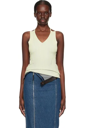 Paris Georgia Green & Blue Criss-Cross Tank Top