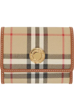 Burberry Beige Check & Leather Small Folding Wallet
