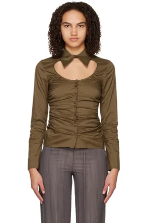 Ganni Brown Cutout Shirt