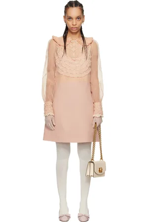 VALENTINO Pink Embroidered Crepe Couture Minidress