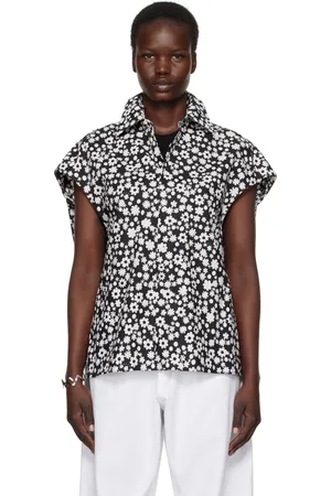 Marni Black & White Pop Fields Sleeveless Cocoon Shirt