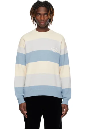Kenzo Blue & Off-White Paris Embroidered Stripes Sweater