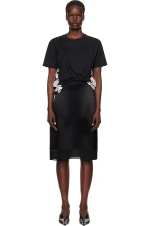 3.1 Phillip Lim Black Draped T-Shirt Slip Combo Midi Dress