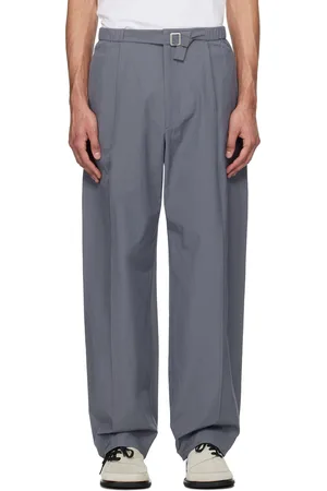 AMOMENTO Gray Belted Tuck Banding Trousers