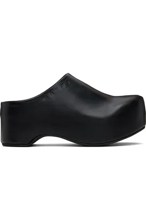 Marni Black Leather Chunky Sabot Clog Loafers