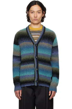 Paul Smith Blue Faded Stripe Merino Wool-Blend Cardigan