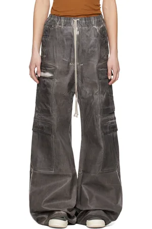 Rick Owens Gray Hollywood Double Jumbo Bela Denim Cargo Pants