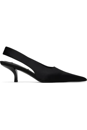 Totême Black Classic Satin Slingback Heels