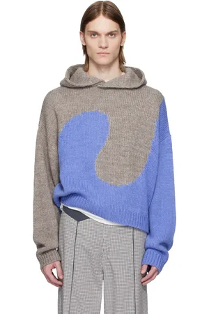 ERL Gray & Blue Bicolor Swirl Knit Hoodie