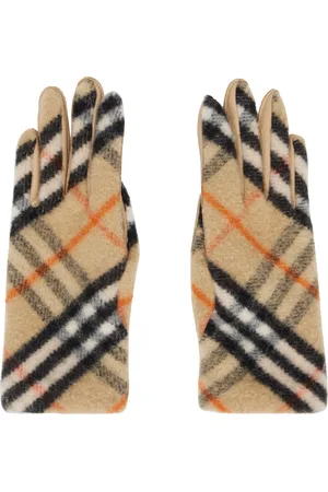 Burberry Beige Check Wool Gloves