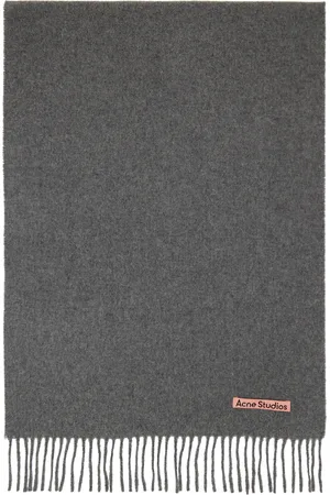 Acne Studios Gray Narrow Fringe Wool Scarf