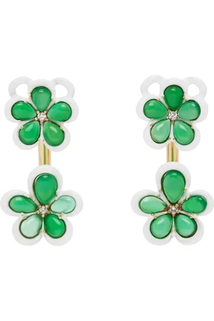 Bottega Veneta Green & White Flower Earrings