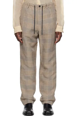 DRIES VAN NOTEN Beige Linen Trousers