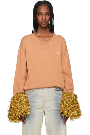DOUBLET Tan Cheerleading Pompon Sweater
