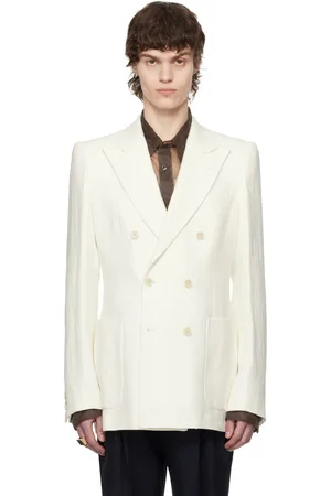 DRIES VAN NOTEN White Linen Blazer